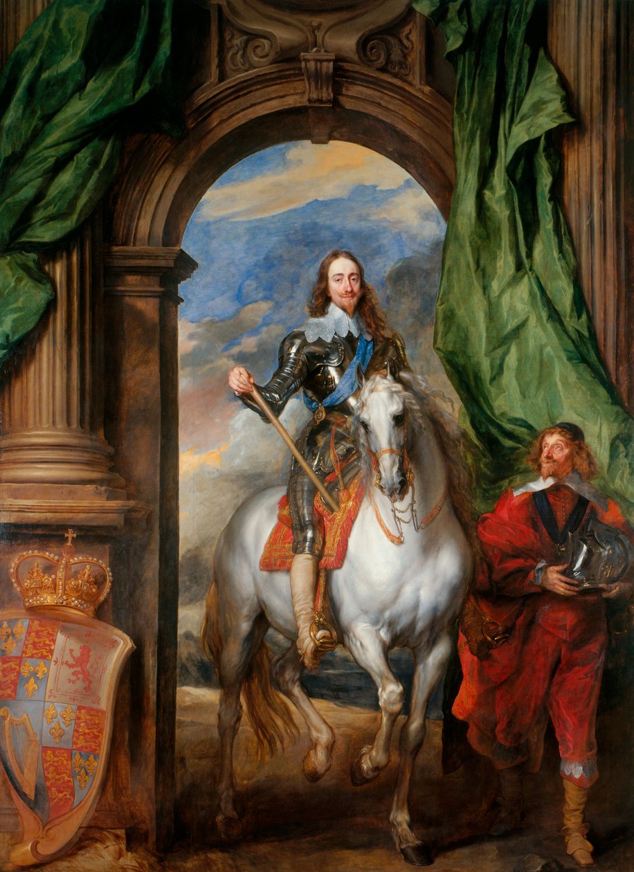 Kaarle I:n, Englannin kuninkaan 1600-1649 ratsastusmuotokuva herra de St Antoinen kanssa, 1633 tekijältä Anthony van Dyck