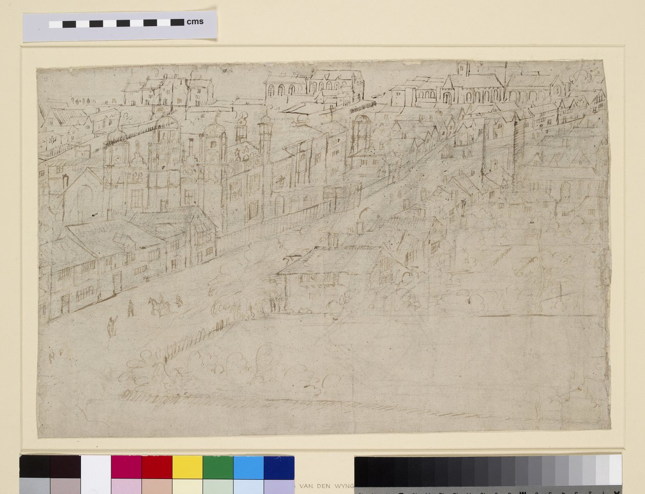 Borough High Street St. Mary Overyn kanssa, elokuvasta The Panorama of London, n. 1544 (kynä ja muste ja kynä paperilla) tekijältä Anthonis van den Wyngaerde
