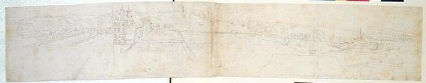 Greenwich Palace, n. 1544 (kynä ja muste ja kynä paperille) tekijältä Anthonis van den Wyngaerde