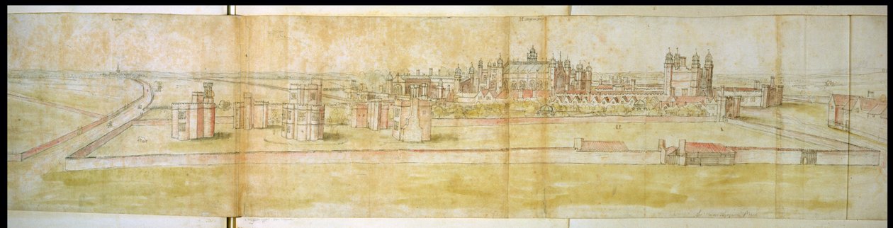 Hampton Court tekijältä Anthonis van den Wyngaerde
