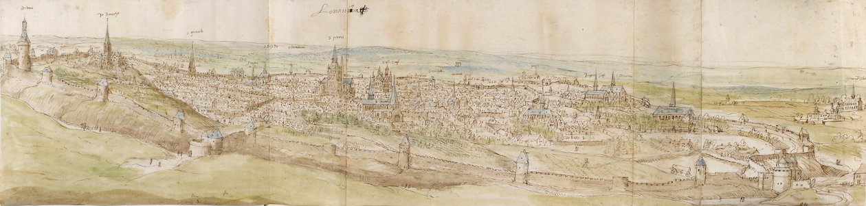 Panoraamanäkymä Leuveniin luoteesta, c1550-1570 tekijältä Anthonis van den Wyngaerde