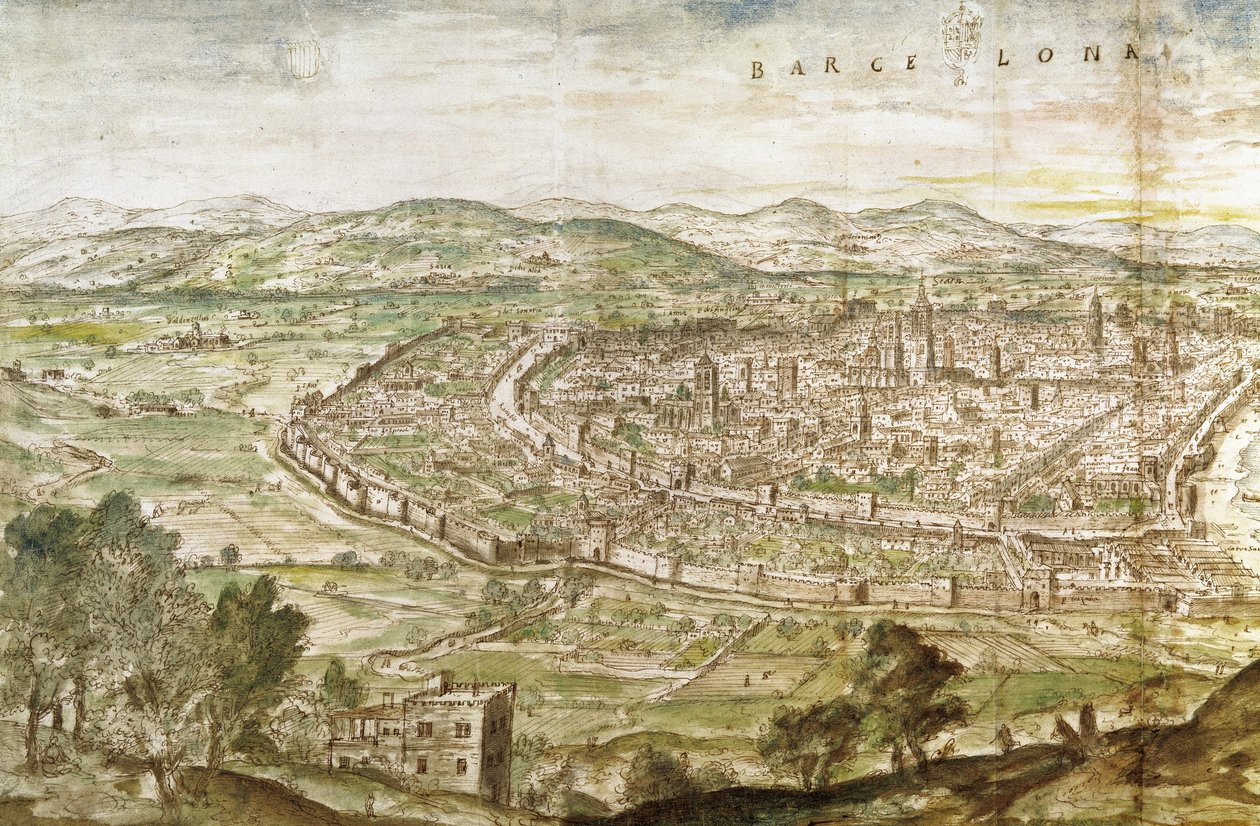 Näkymä Barcelonaan, 1563 tekijältä Anthonis van den Wyngaerde