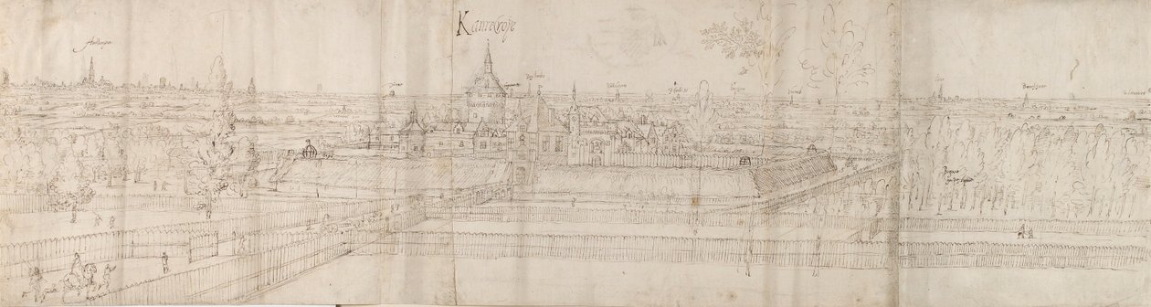Näkymä Cantecroyn palatsista Antwerpenin lähellä ja ympäröivälle maaseudulle, 1557-58 tekijältä Anthonis van den Wyngaerde