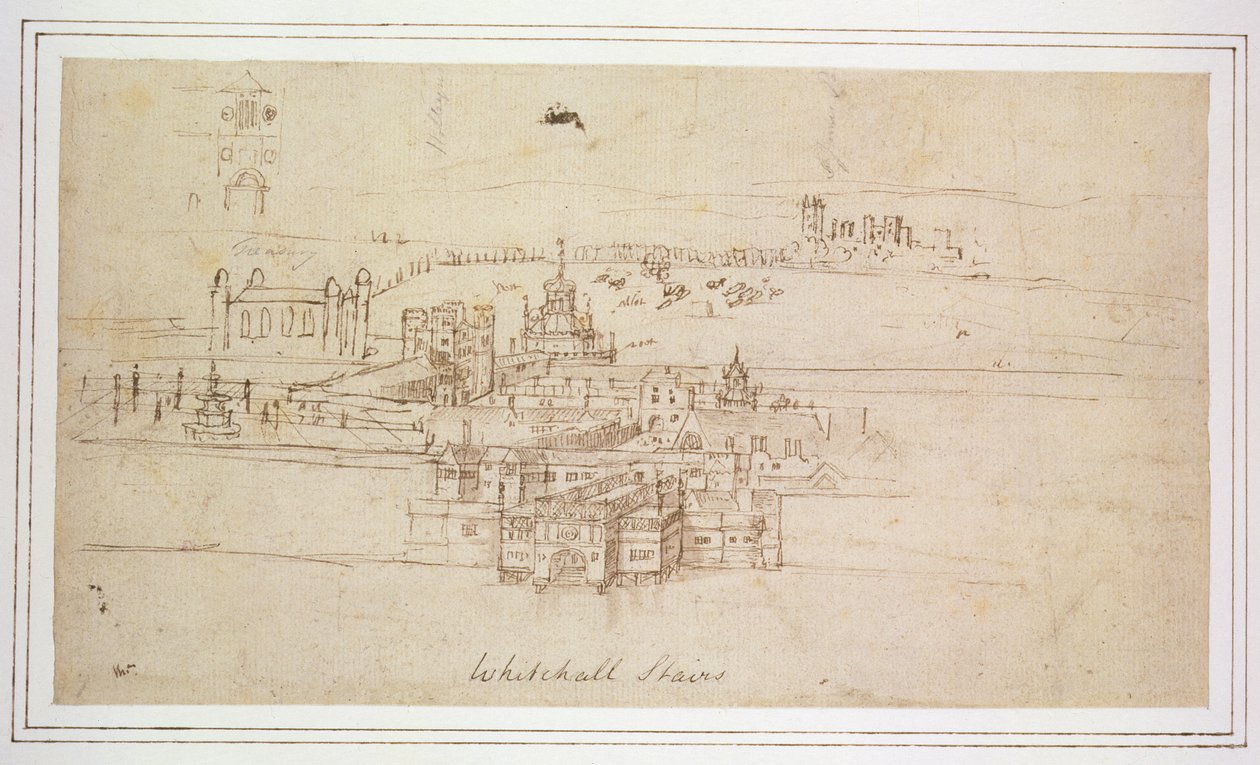 Whitehall Stairs, n. 1544 (kynä ja muste paperille) tekijältä Anthonis van den Wyngaerde