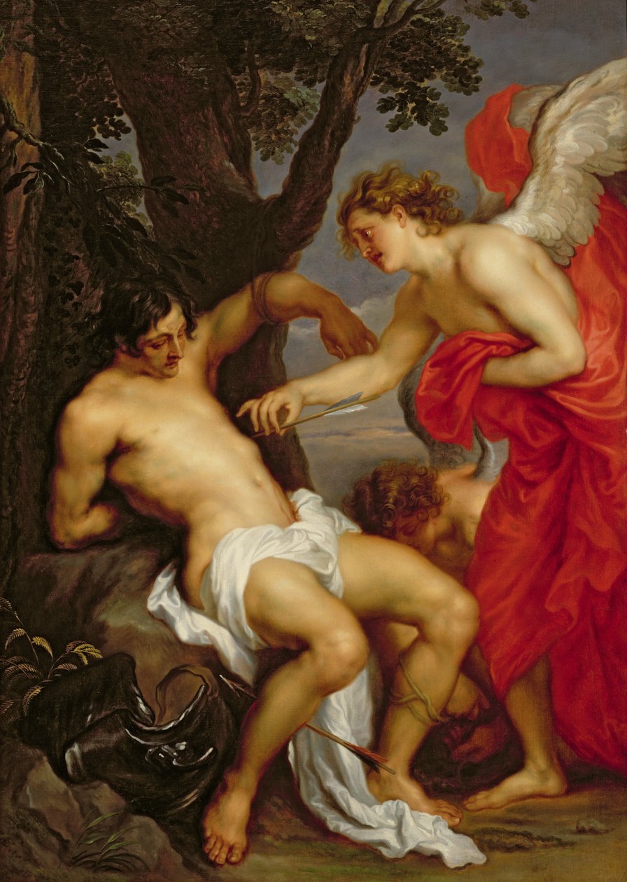 Pyhä Sebastian ja enkeli tekijältä Anthony van Dyck