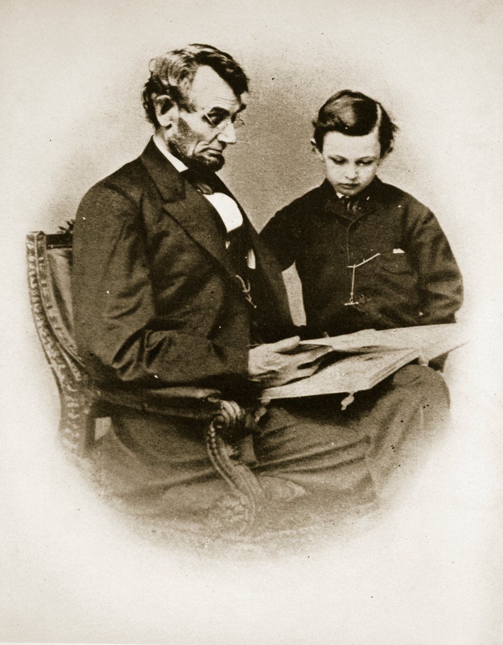 Lincoln ja Tad, 1864 (bw kuva) tekijältä Mathew B. Brady
