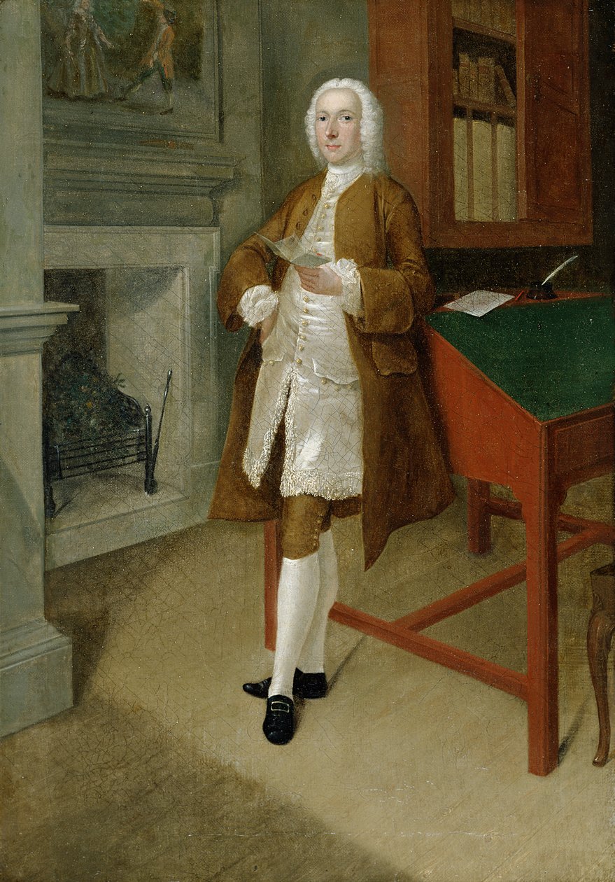 Tuntematon mies kirjastossa, n. 1740-41 tekijältä Anthony Devis