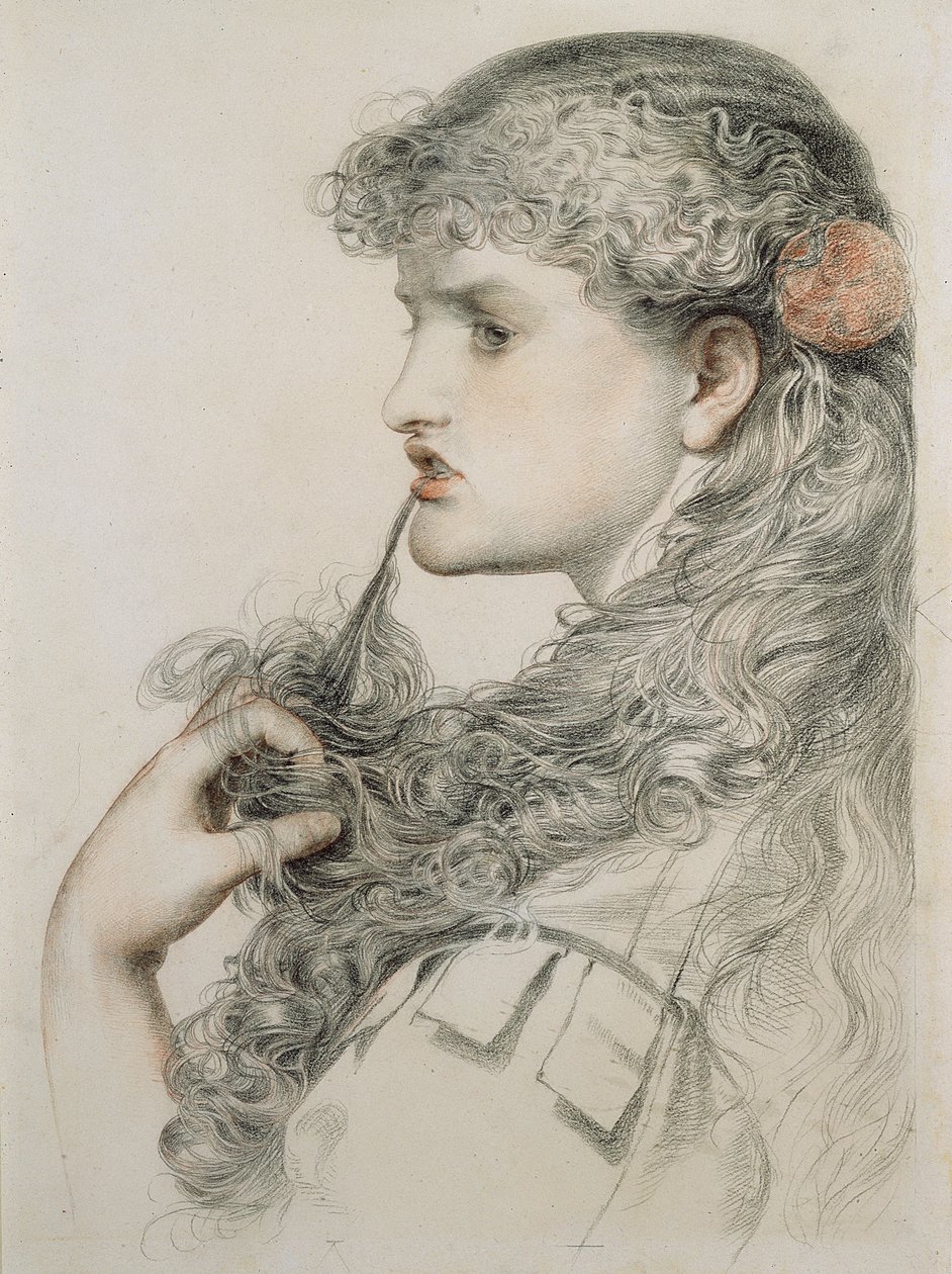Ylpeä Maisie, 1893, (kynä ja punainen liitu paperille) tekijältä Anthony Frederick Augustus Sandys