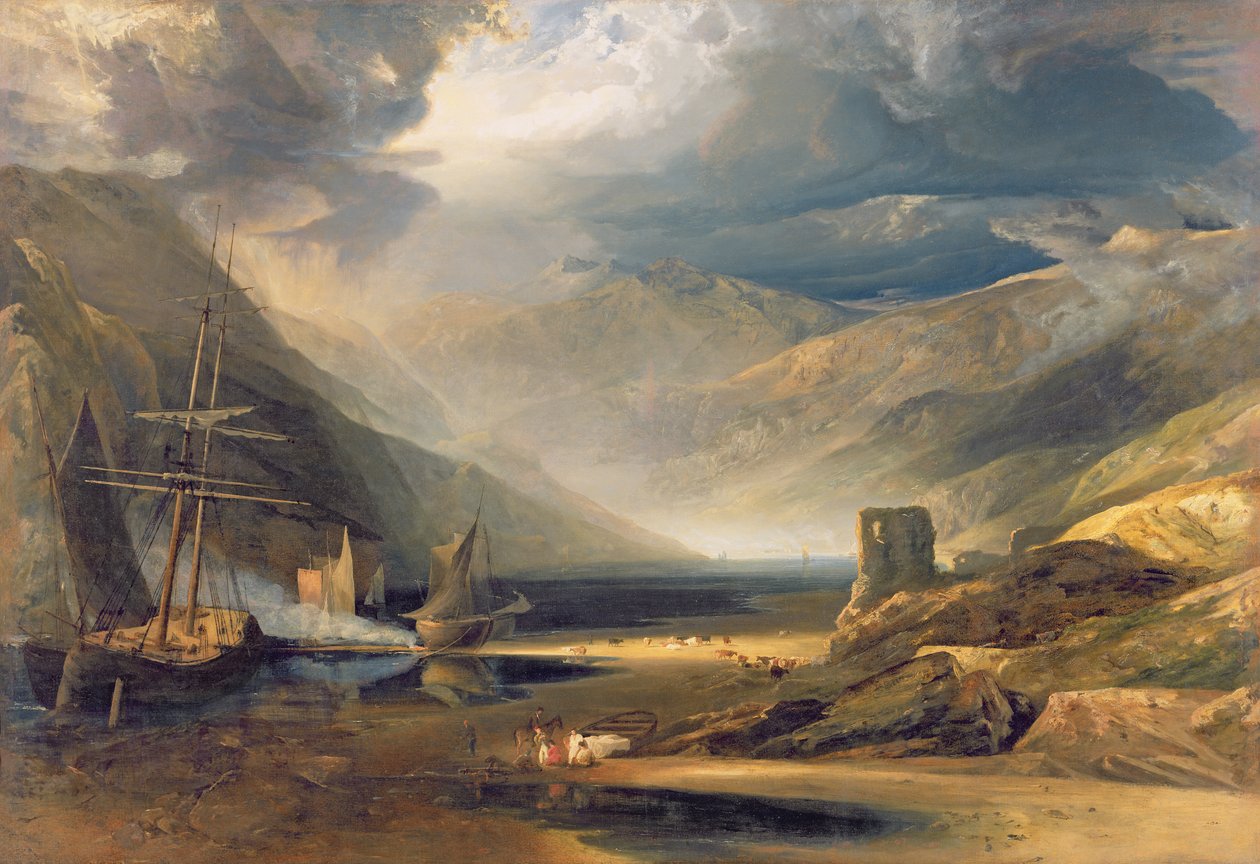 Myrsky väistyi Merionethshiren rannikolla, 1818 tekijältä Anthony Vandyke Copley Fielding