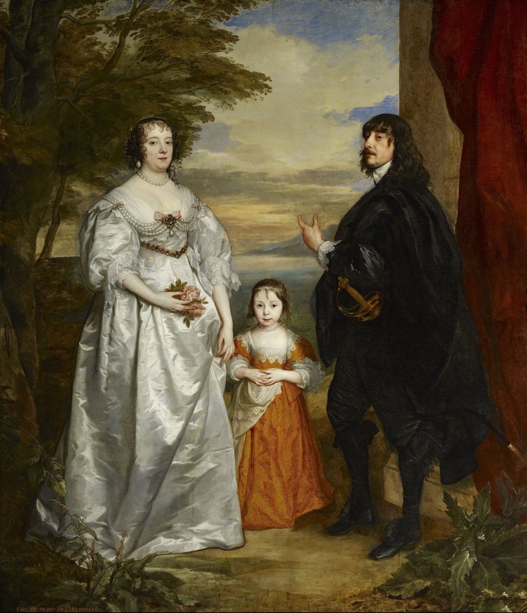James, Derbyn seitsemäs jaarli, hänen rouva ja lapsi tekijältä Anthony van Dyck