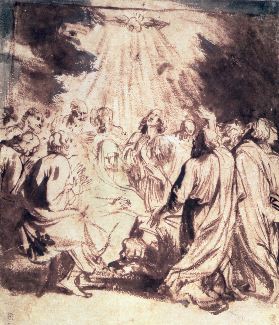 Helluntai, 1620-1 (kynä ja sivellin) tekijältä Anthony van Dyck