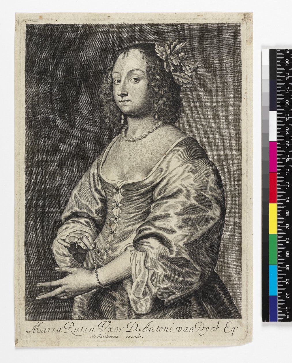 Mary Ruthvenin muotokuva, kaivertanut William Faithorne tekijältä Anthony van Dyck