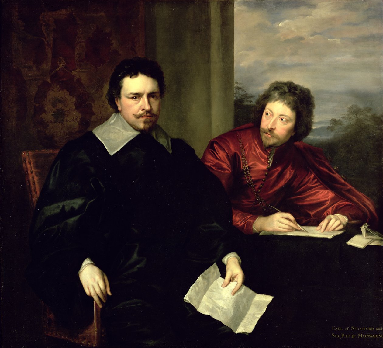 Muotokuva Thomas Wentworthista, Earl of Straffordista (1593-1641) ja hänen sihteeristään Sir Philip Mainwaringista (1589-1661) n. 1634 tekijältä Anthony van Dyck