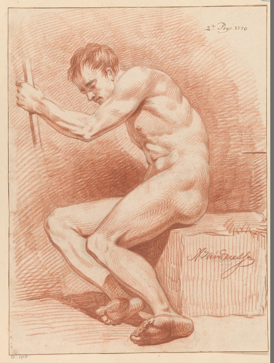 Istuva alaston mies, sivukuva (2. palkinto 1770) tekijältä Anthony Andriessen