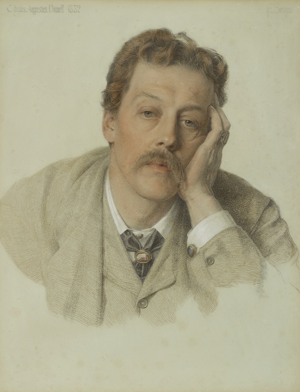 Charles Augustus Howell, 1882 (värinen liitu vaaleansinisellä paperilla) tekijältä Anthony Frederick Augustus Sandys