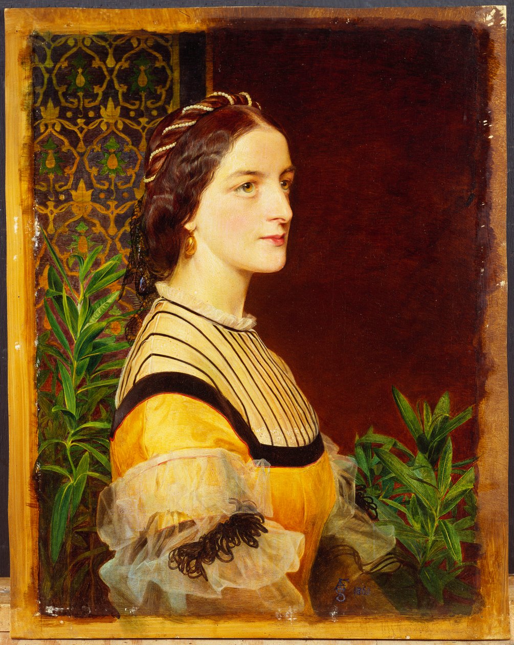 Naisen muotokuva, pää ja hartiat, 1860 tekijältä Anthony Frederick Augustus Sandys
