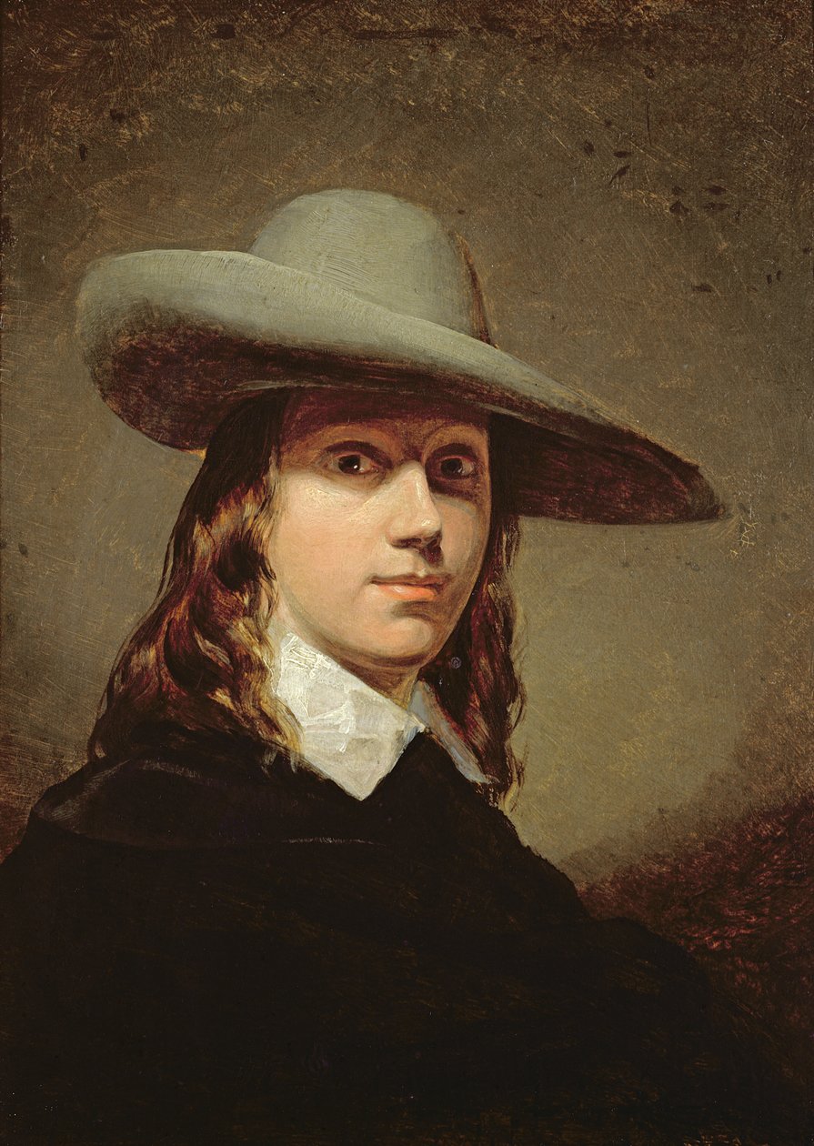 Omakuva leveälierisessä hatussa, 1848 tekijältä Anthony Frederick Augustus Sandys