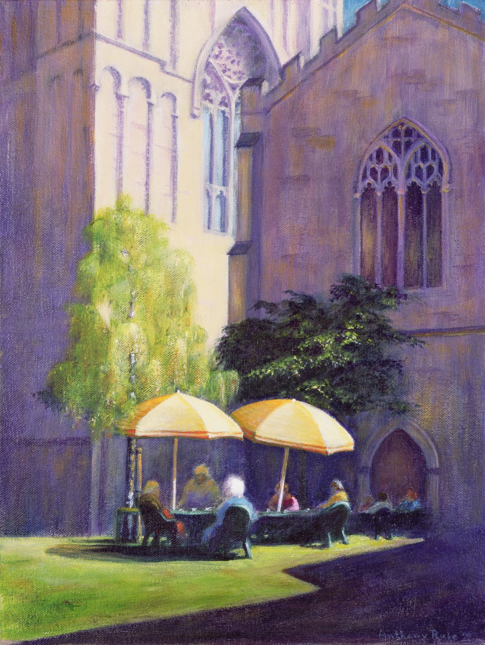 Refectory Garden, Exeterin katedraali, 1999 (akryyli paperille) tekijältä Anthony Rule
