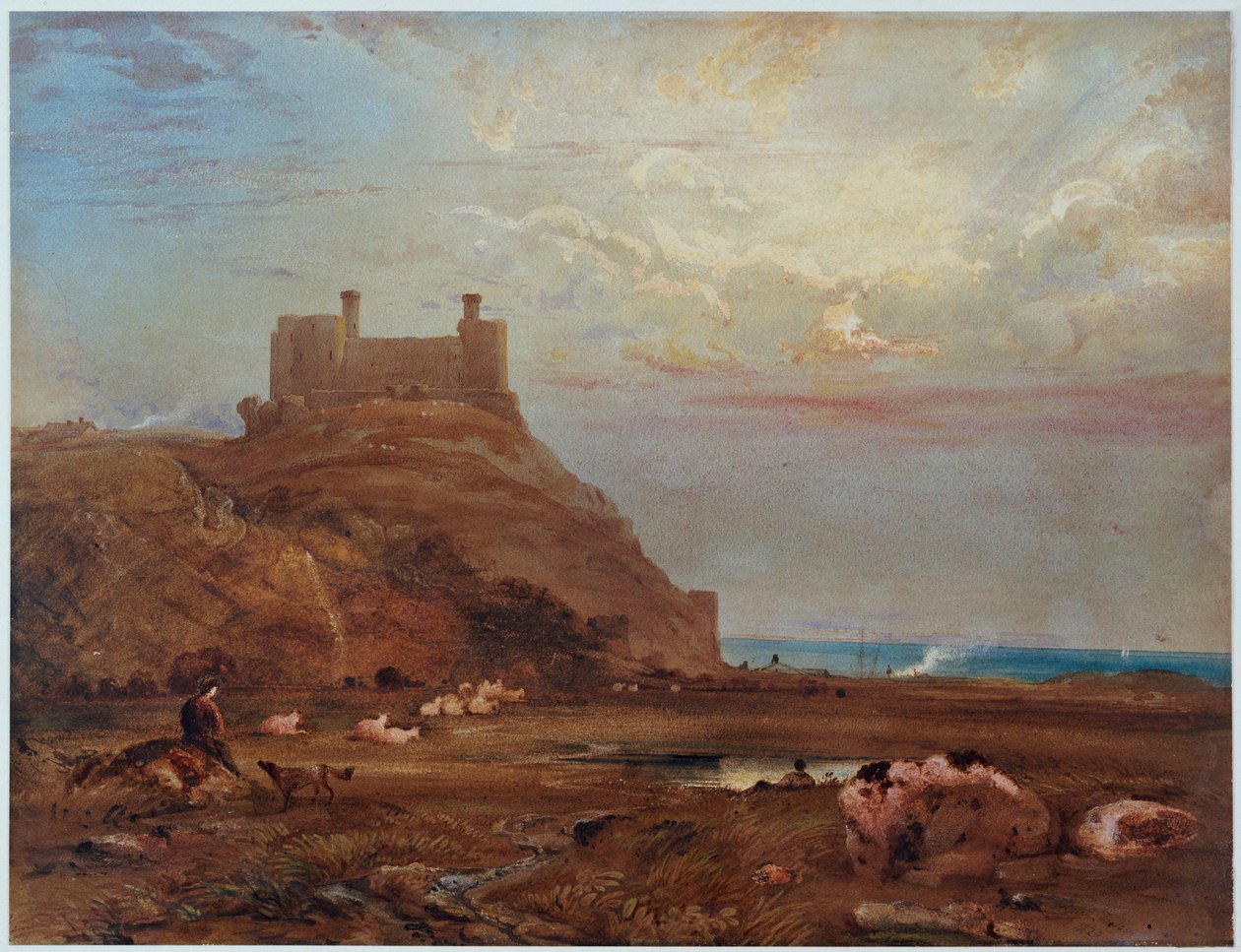 Harlechin linna, 1820 tekijältä Anthony Vandyke Copley Fielding