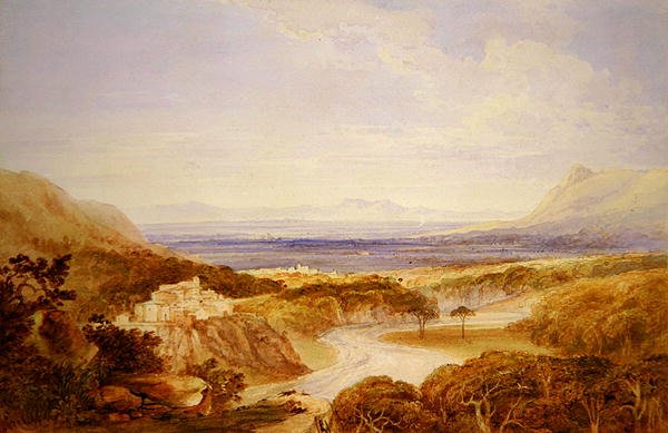 River View (akvarelli kynällä paperille) tekijältä Anthony Vandyke Copley Fielding