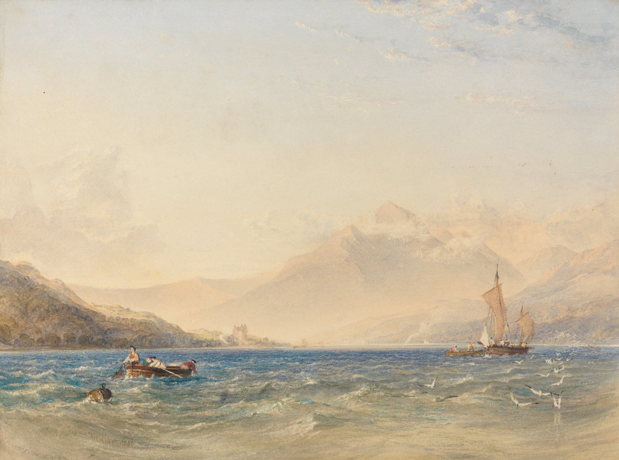 Loch Fynen pää Dindarran linnan kanssa tekijältä Anthony Vandyke Copley Fielding