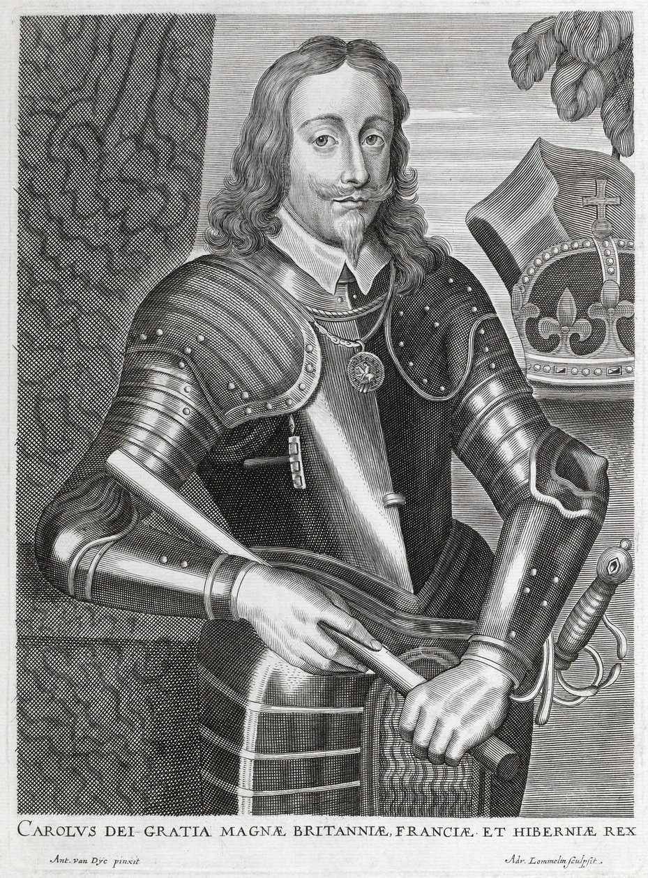 Charles Ison-Britannian, Ranskan ja Irlannin Jumalan armosta" (viivakaiverrus) tekijältä Anthony van (after) Dyck