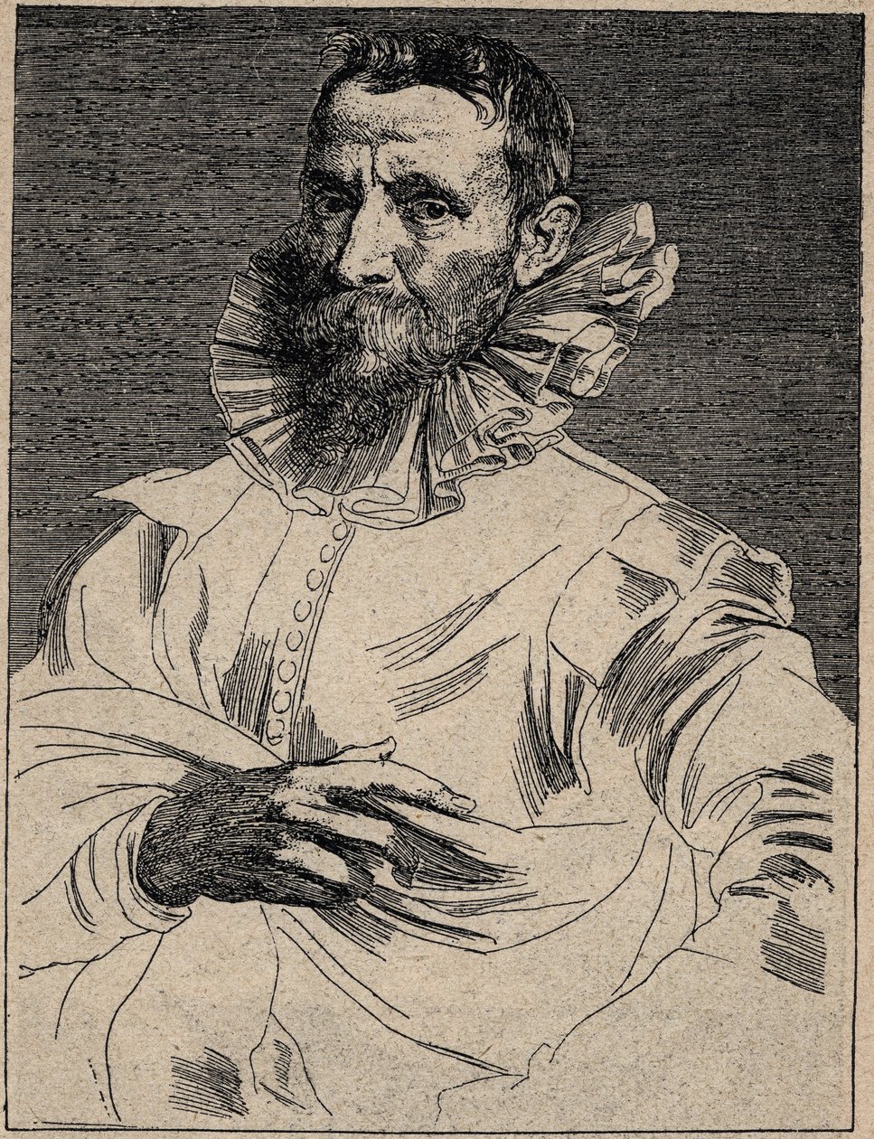 Jan Brueghel vanhempi (tai Ain, joka tunnetaan nimellä Brueghel de Velours) (1568-1625) - Jan Brueghel vanhempi - kaiverrus Anthony van Dyckin mukaan tekijältä Anthony van (after) Dyck