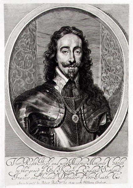Charles I:n (1600-49) muotokuva, kaiverrus William Faithorne (1616-91) 1658 (kaiverrus) tekijältä Anthony van (after) Dyck