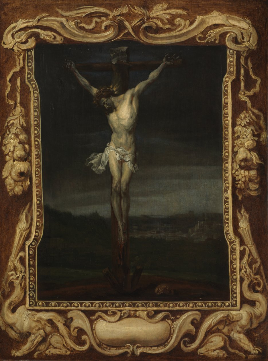 Kristus ristillä, n. 1630-32 (öljy paneelissa) tekijältä Anthony van (attr. to) Dyck