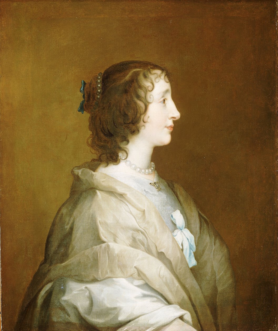 Henrietta Maria (1609-1669), noin 1638 (öljy kankaalle). tekijältä Anthony van (studio of) Dyck