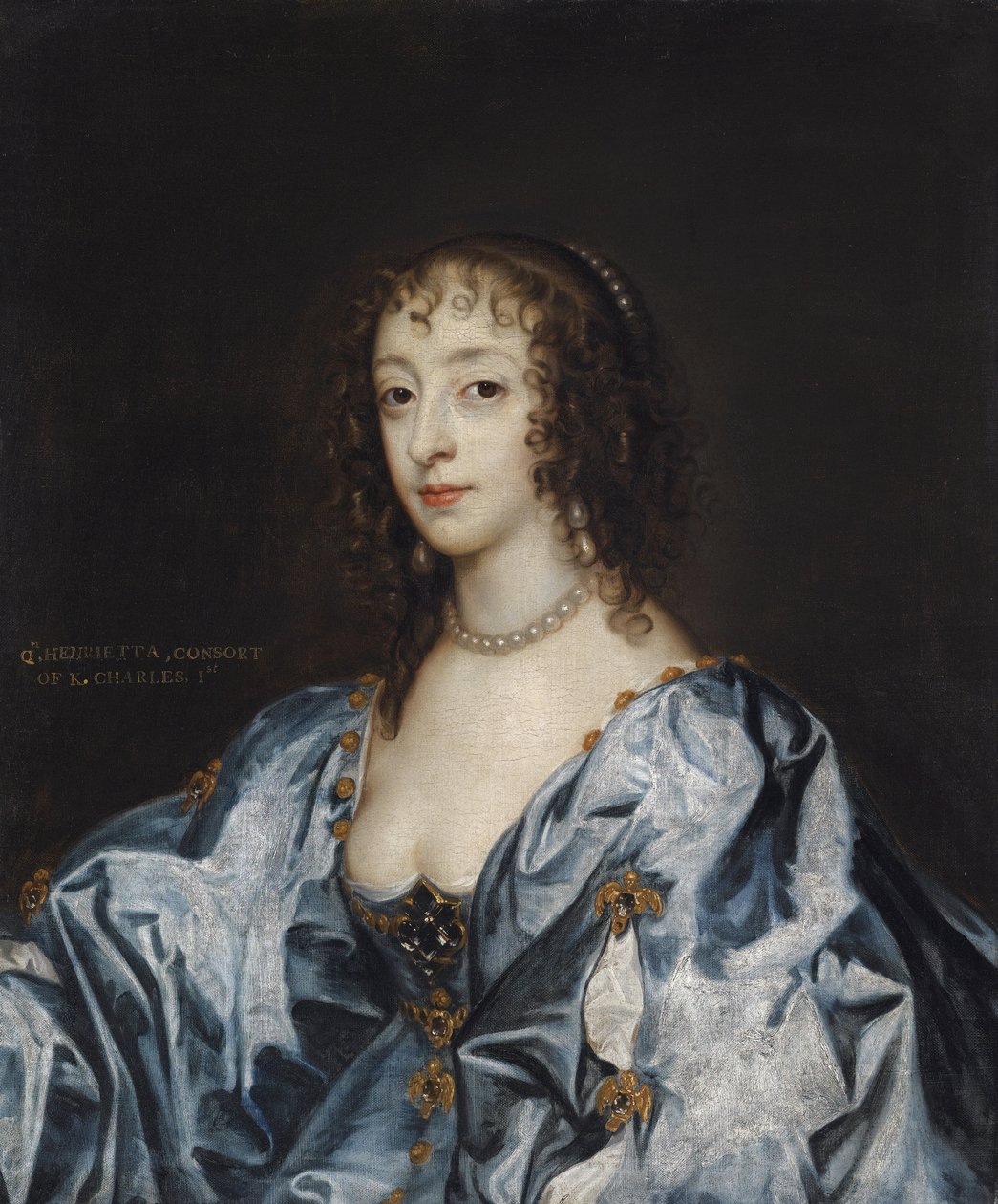Henriette Marie de France - Dyck, Sir Anthony van muotokuva Ranskan kuningatar Henrietta Mariasta (1609-1669) tekijältä Anthony van (studio of) Dyck