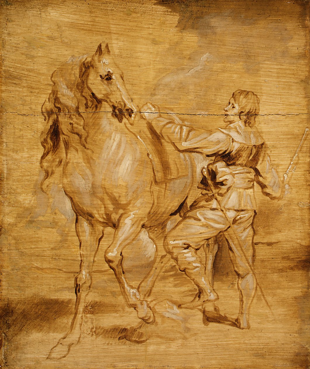 Mies nousemassa hevoselle, n. 1630. tekijältä Anthony van Dyck