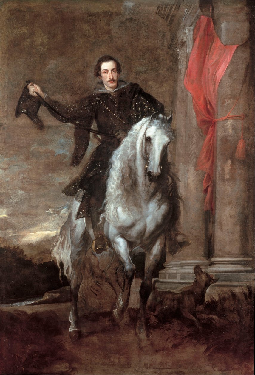 Anton Giulio Brignole-Sale hevosen selässä tekijältä Anthony van Dyck