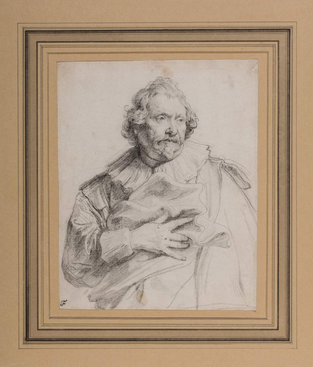 Carolus de Mallery, n. 1632-35 (musta liitu valkoisella paperilla) tekijältä Anthony van Dyck
