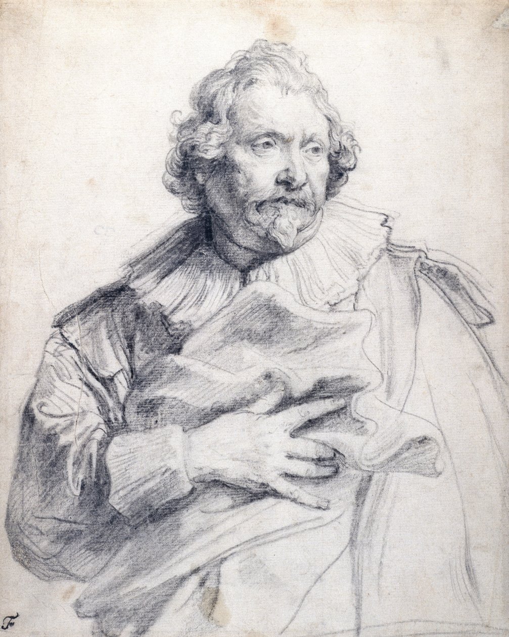 Carolus de Mallery, n. 1632-35 (musta liitu valkoisella paperilla) tekijältä Anthony van Dyck
