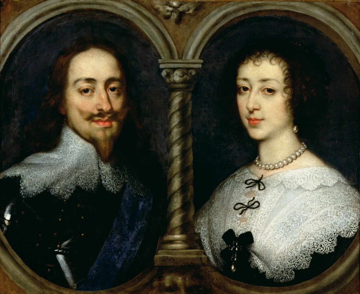 Englannin Kaarle I (1600-49) ja kuningatar Henrietta Maria (1609-69) tekijältä Anthony van Dyck