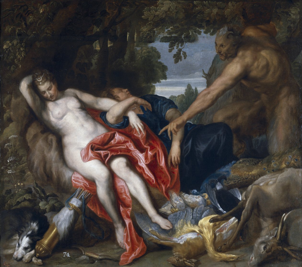 Diana ja hänen nymfinsä yllättyivät satyrista tekijältä Anthony van Dyck