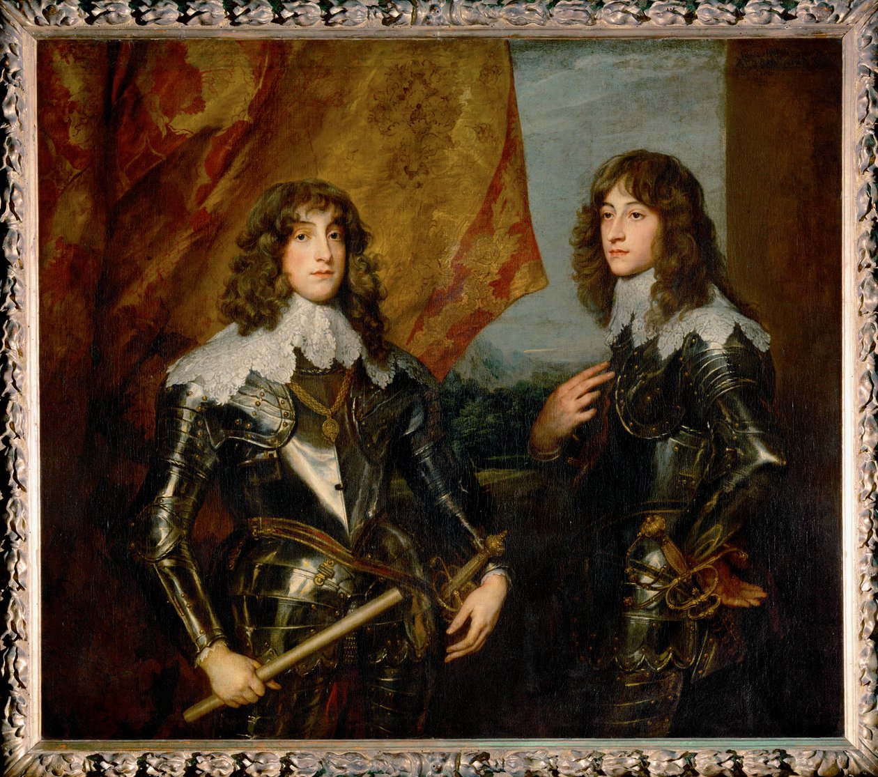 Kaksoismuotokuva Pfalzin ruhtinaista Karl Ludwig I:stä, valitsijamiehestä, ja hänen veljestään Robertista, Friedrich V:n pojista ... tekijältä Anthony van Dyck