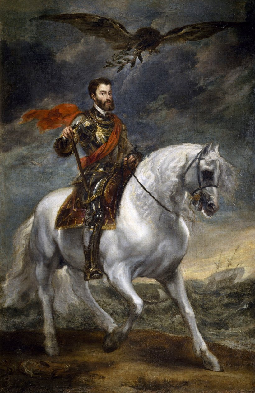 Anthony van Dyckin Charles V:n (1500-1558) ratsastusmuotokuva, öljy kankaalle tekijältä Anthony van Dyck