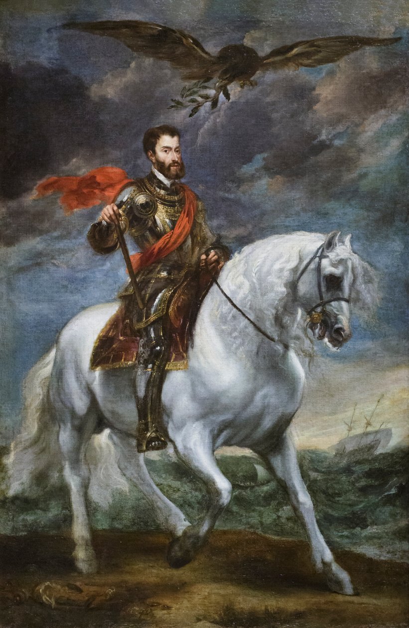 Keisari Kaarle V:n ratsastusmuotokuva, 1621-27 (öljy kankaalle) tekijältä Anthony van Dyck