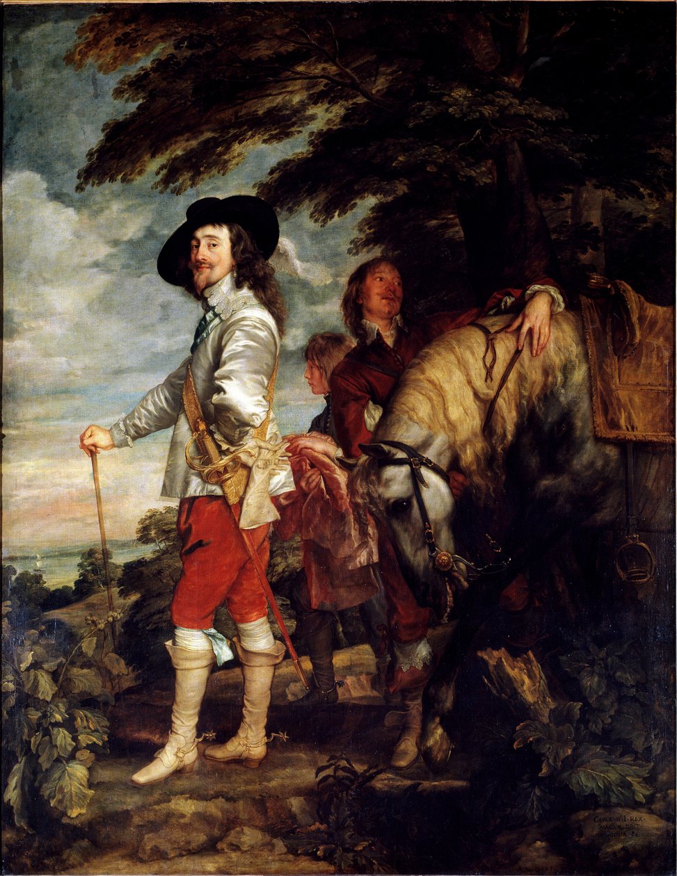Täyspitkä pop-muotokuva Englannin Charles I:stä, joka tunnetaan myös metsästyksen kuninkaana, n. 1635 (öljy kankaalle) tekijältä Anthony van Dyck