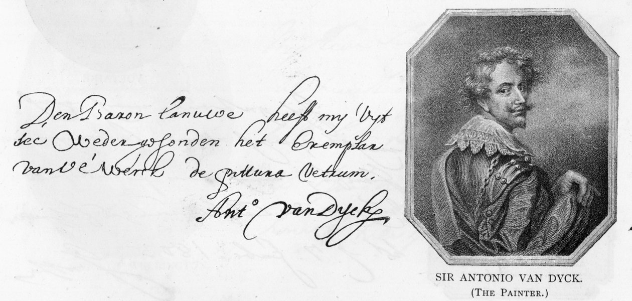 Van Dyckin käsiala ja allekirjoitus, 14. elokuuta 1636 tekijältä Anthony van Dyck