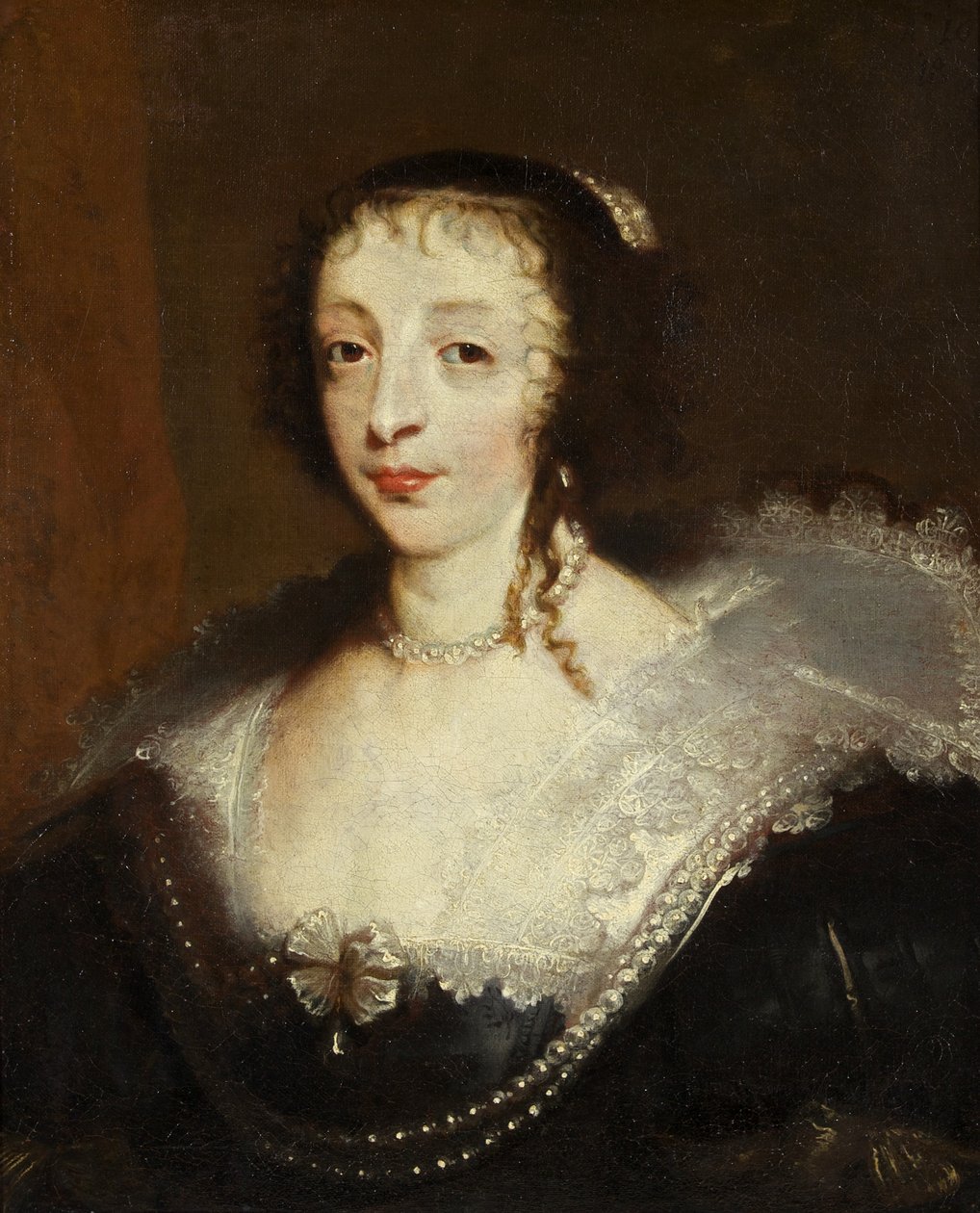 Henrietta Maria, Kaarle I:n kuningatar, n. 1630 (öljy kankaalle) tekijältä Anthony van Dyck