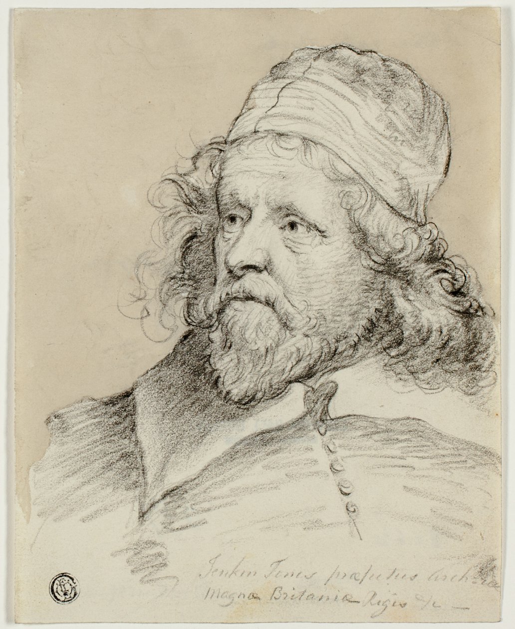 Inigo Jones (suora); Luonnos naisen päästä (käänteinen) tekijältä Anthony van Dyck