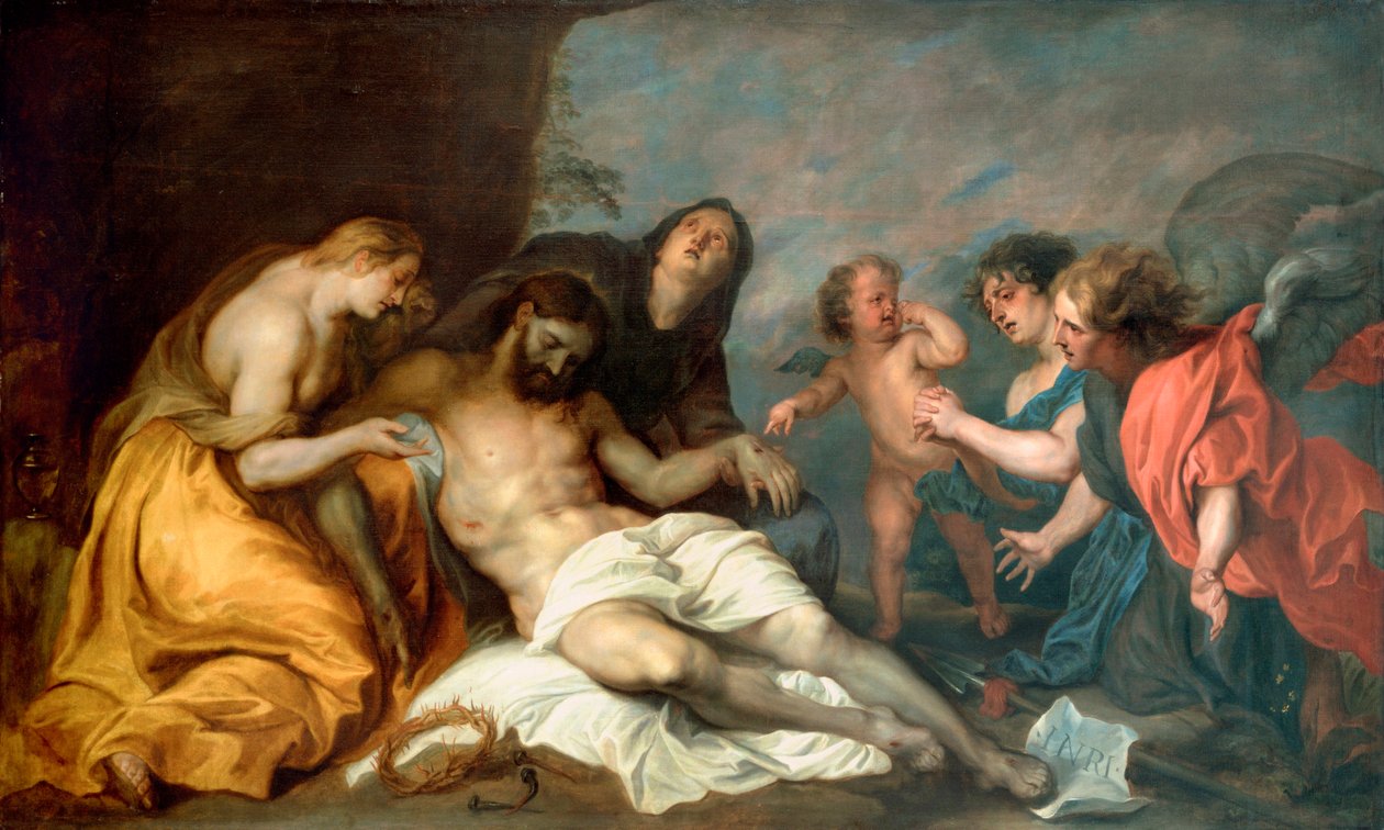 ""Lamentation sur la mort du christ"" (Kristuksen valitus) Anthony (Anton tai Antoon) Van Dyckin maalaus (1599-1641) Öljy kankaalle n. 1637-1640 Koko 156,5x257 cm Museo de Bellas Artes de Bilbao tekijältä Anthony van Dyck
