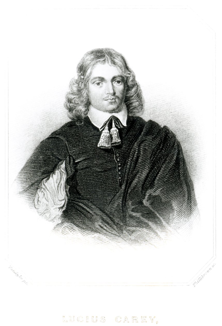 Lucius Careyn (n. 1610-43) kuvitus teoksesta "Ison-Britannian historian maineikkaiden hahmojen muotokuvat", kaiverrus Thomas Phillibrown (fl.1834-60) (mezzotint) tekijältä Anthony van Dyck