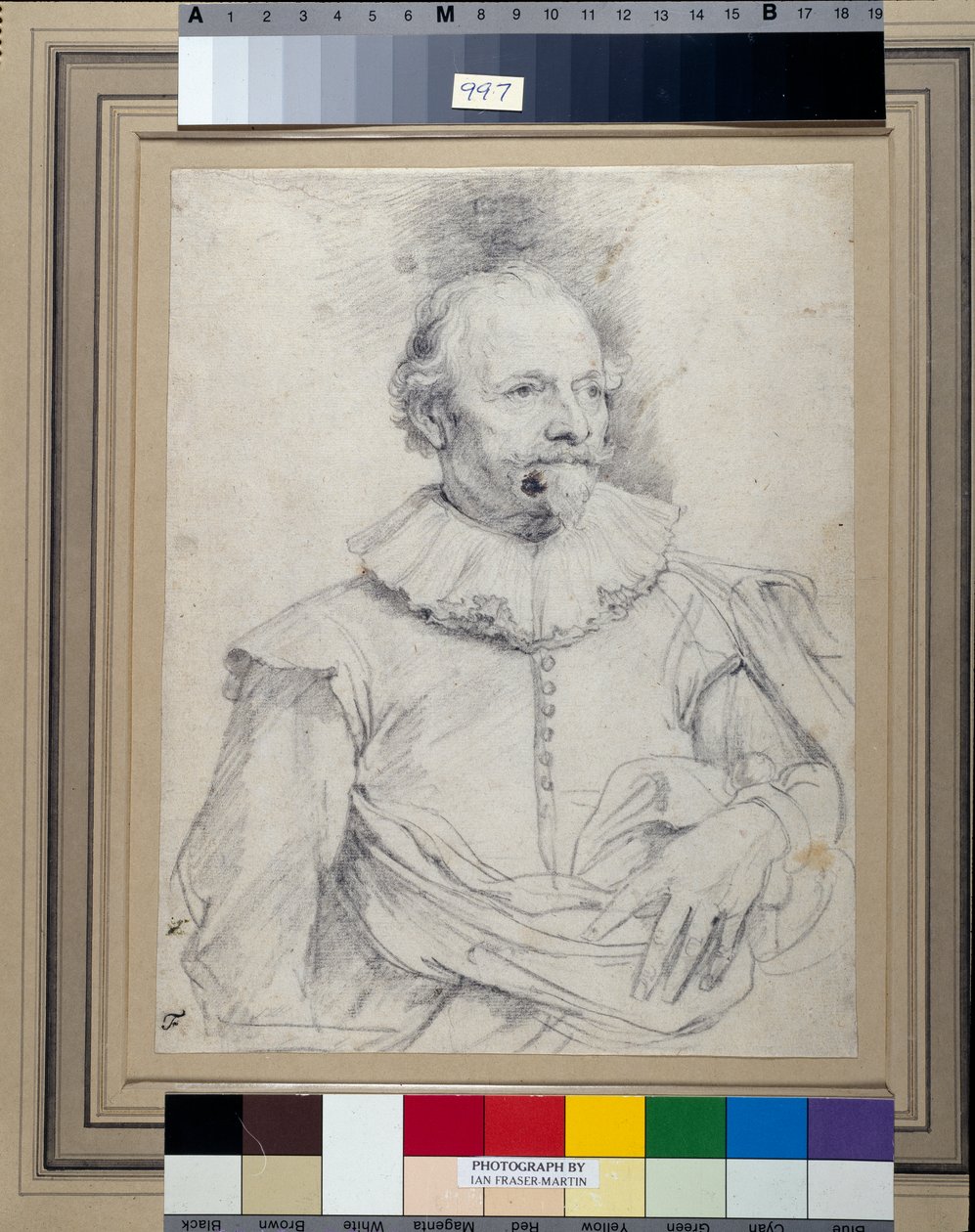 Paulus Halmalius, vulgo van Halmale, n.1632-35 (musta liitu valkoisella paperilla) tekijältä Anthony van Dyck