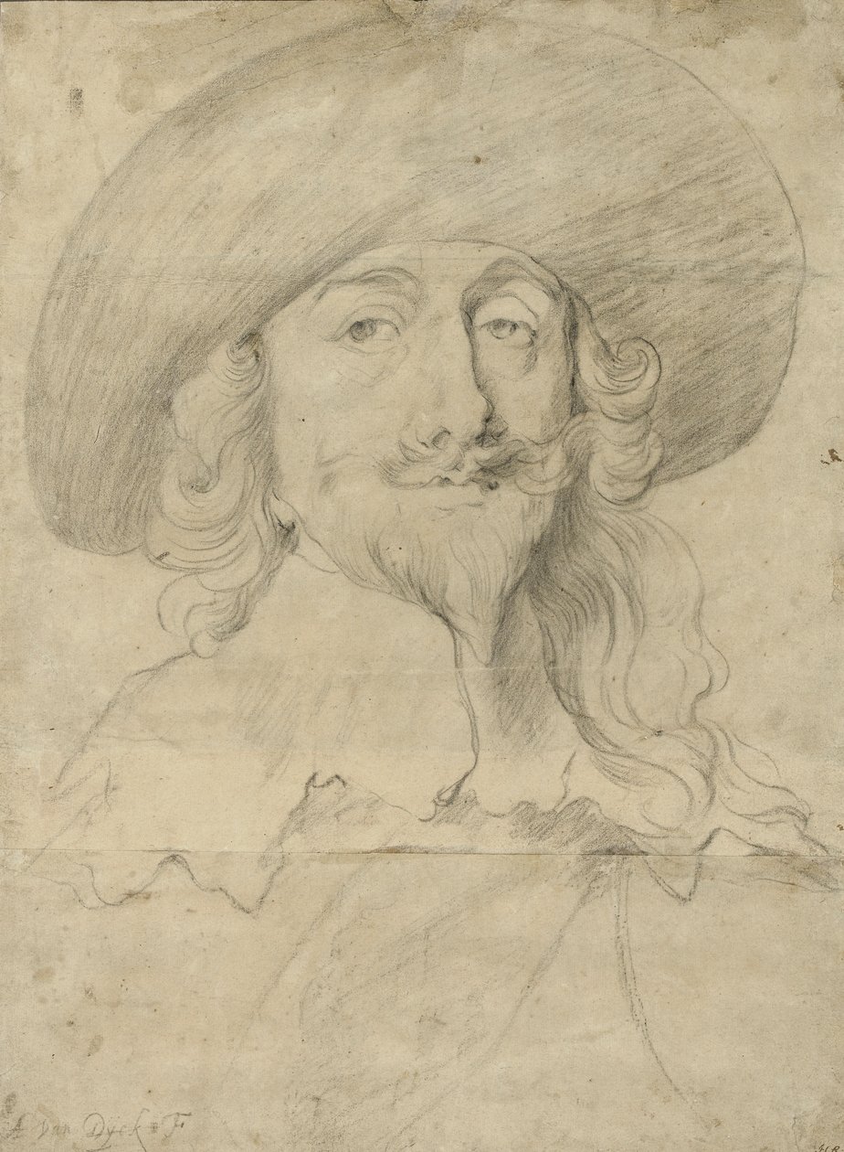 Kaarle I:n muotokuva (liitu paperille) tekijältä Anthony van Dyck