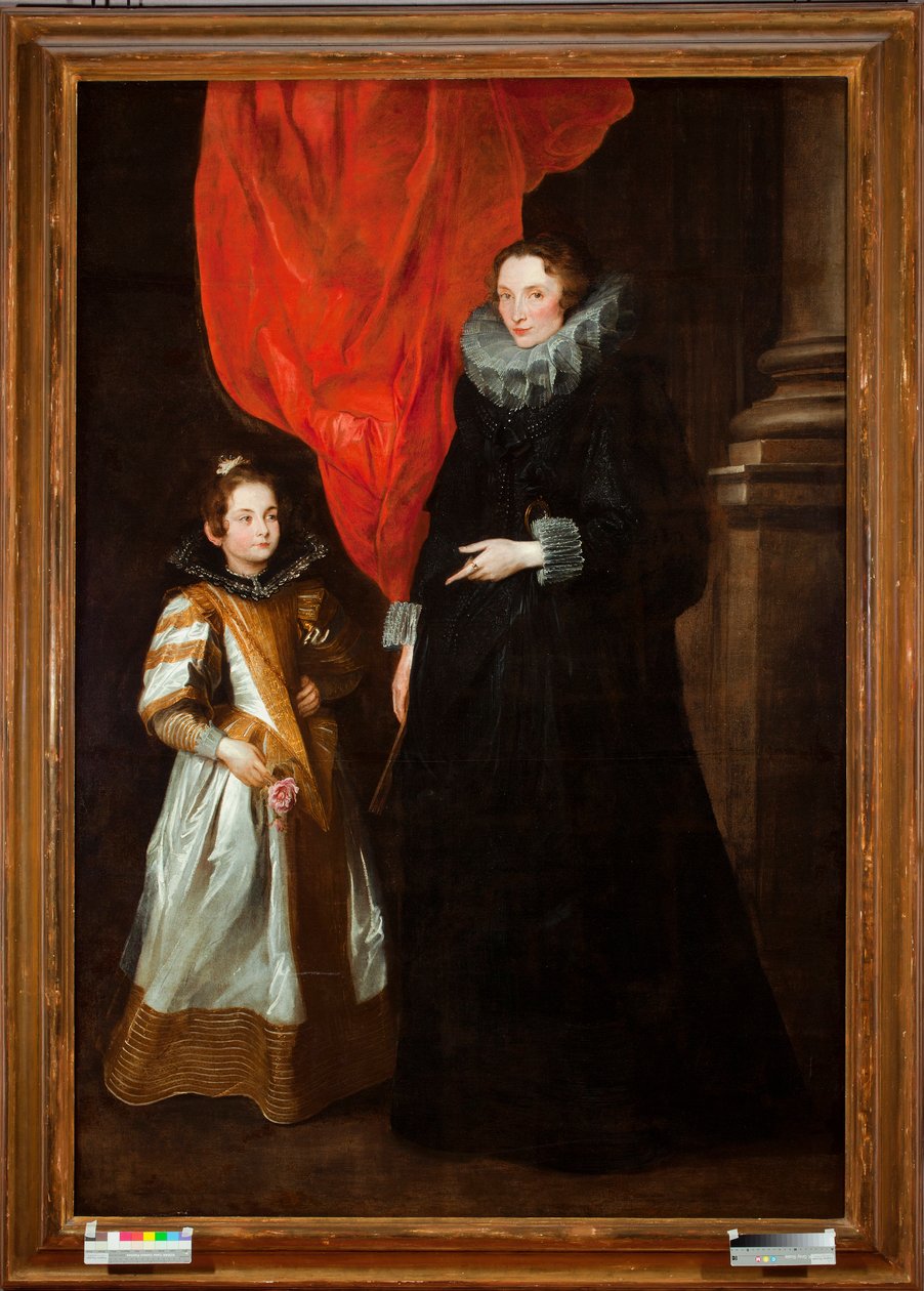 Muotokuva Geronima Brignole-Salesta (Brignole Sale), Gian Francesco I Brignole Salen vaimosta tyttärensä Maria Amelian kanssa (Geronima Brignole Salen ja hänen tyttärensä Maria-Amelian muotokuva) Sir Anthonis (Anton tai Antoon) van Dyckin maalaus (1599) -1 tekijältä Anthony van Dyck