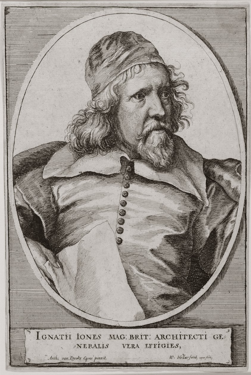 Muotokuva Inigo Jonesista (1573-1652) kaiverrettu Wenceslaus Hollar (1607-77) 1655 tekijältä Anthony van Dyck